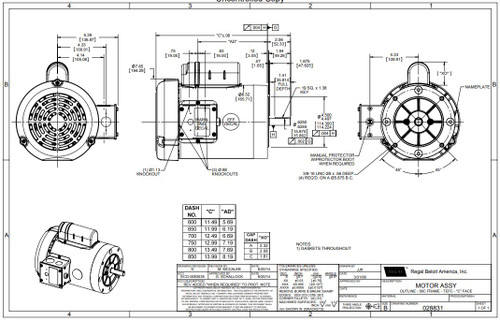 110415.00 Leeson |  1 hp 3600 RPM 56C Frame TEFC C-Face (no base) 115/208-230V
