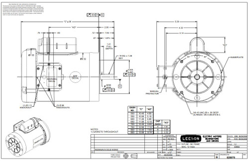 110041.00 Leeson |  1 hp 1800 RPM 56C Frame TEFC C-Face (no base) 115/208-230V