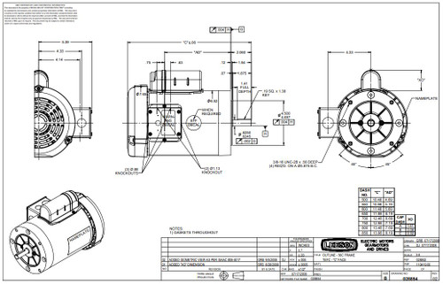 110419.00 Leeson |  1.5 hp 3600 RPM 56C Frame TEFC C-Face (no base) 115/208-230V