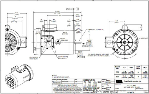 110422.00 Leeson |  2 hp 3600 RPM 56C Frame TEFC C-Face (no base) 115/208-230V