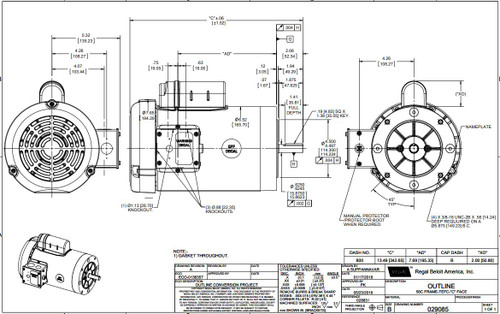 110421.00 Leeson |  2 hp 3600 RPM 56C Frame TEFC C-Face (no base) 115/208-230V