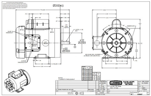 110905.00 Leeson |  3/4 hp 1800 RPM 56C Frame TEFC C-Face- Rigid Base 115/208-230V