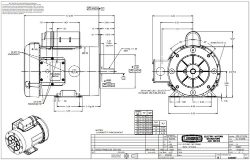 110180.00 Leeson |  1 hp 3600 RPM 56C Frame TEFC C-Face- Rigid Base 115/208-230V