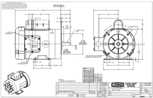 110908.00 Leeson |  1 hp 1800 RPM 56C Frame TEFC C-Face- Rigid Base 115/208-230V