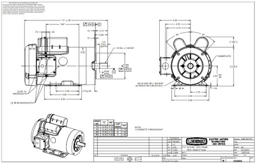 120274.00 Leeson |  2 hp 1800 RPM 145TC Frame TEFC C-Face- Rigid Base 115/230V