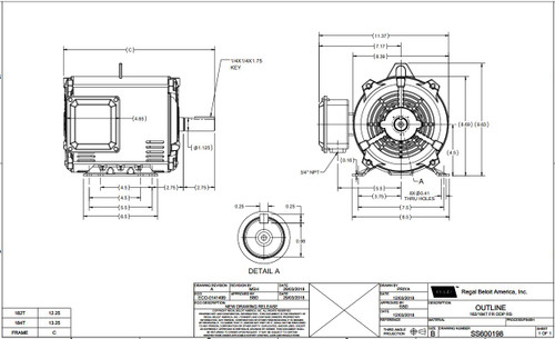 GT0012A Marathon 5 hp 3600 RPM 184T Frame 230/460V Open Drip Marathon Electric Motor