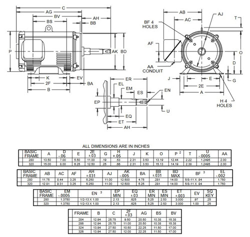DJ40P1EM US Motors 40 hp 3600 RPM  3-phase 286JM Frame 208-230/460V (ODP) Close-Coupled Pump Motor