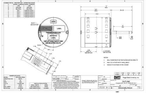 Evergreen EM Genteq 6207X | 3/4 HP 115/230 Volt ECM Replacement Furnace Blower Motor