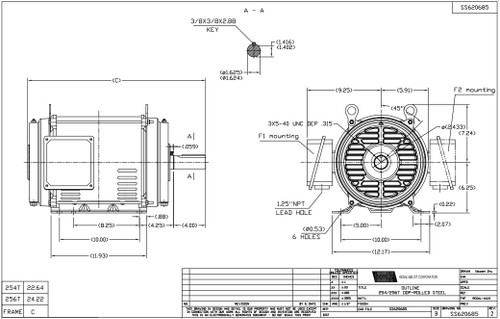 GT0059 Marathon 15 hp 1800 RPM 254T Frame 230/460V Open Drip Marathon Electric Motor