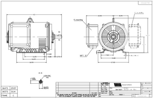 GT0086 Marathon 100 hp 3600 RPM 365TS Frame 230/460V Open Drip Marathon Electric Motor