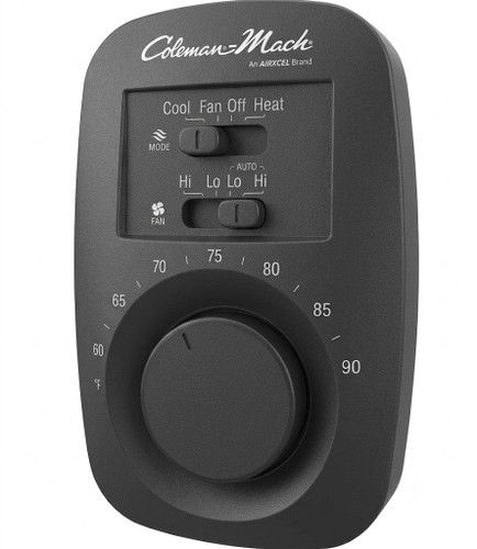 Coleman-Mach 9420-351 | 12V Single-Stage Analog Heat/Cool Wall Thermostat (Black) 