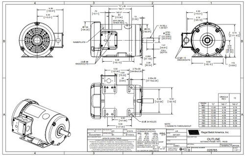 121199.00 Leeson |  3/4 hp 900 RPM 145T Frame 208-230/460 Volts TEFC