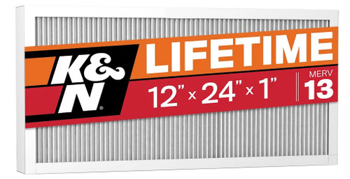 K&N HVC-13-11224 MERV 13 Washable HVAC Air Filter 12x24x1 Reusable Furnace Filter