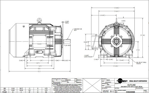 GT1027A Marathon 25 hp 3600 RPM 284TS Frame 208-230/460V TEFC Marathon Electric Motor