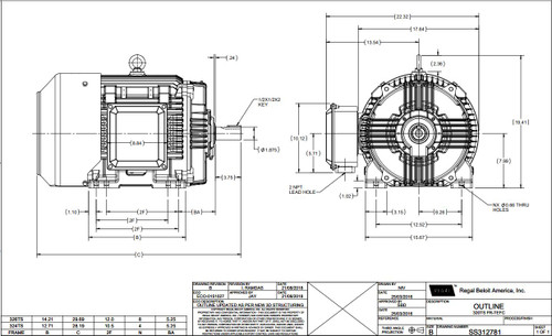GT1033A Marathon 40 hp 3600 RPM 324TS Frame 208-230/460V TEFC Marathon Electric Motor