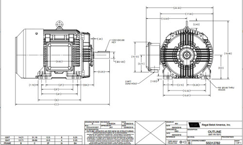 GT1034A Marathon 40 hp 1800 RPM 324T Frame 230/460V TEFC Marathon Electric Motor