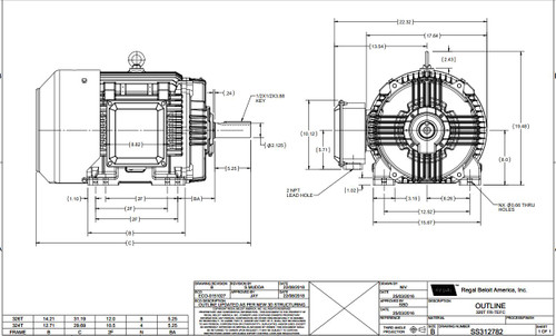 GT1037A Marathon 50 hp 1800 RPM 326T Frame 230/460V TEFC Marathon Electric Motor