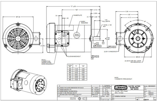 122171.00 Leeson |  3 hp 3600 RPM 145TC Frame TEFC C-Face (No Base) 230/460V