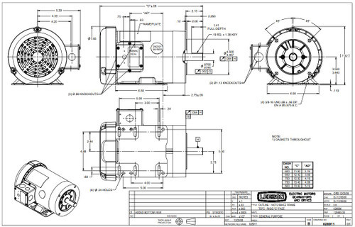 121936.00 Leeson |  1 hp 1200 RPM 145TC Frame TEFC C-Face (Rigid Base) 230/460V