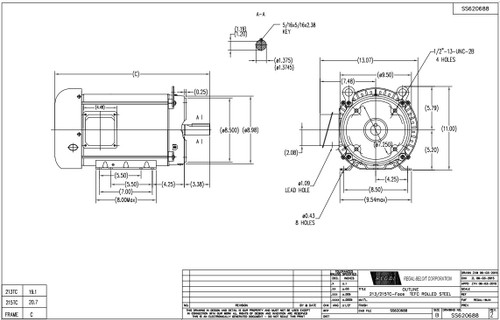 GT1216A Marathon 7.5 hp 1800 RPM 213TC Frame TEFC C-Face (Rigid Base) 230/460V Marathon Electric Motor