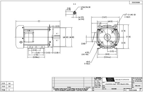 GT1219A Marathon 10 hp 1800 RPM 215TC Frame TEFC C-Face (Rigid Base) 230/460V Marathon Electric Motor