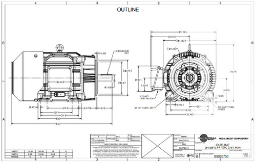 GT1224A Marathon 20 hp 3600 RPM 256TC Frame TEFC C-Face (Rigid Base) 230/460V Marathon Electric Motor