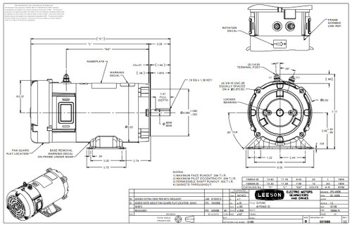 108053.00 Leeson |  1 hp 1800 RPM 56C Frame 24 Volts DC TEFC