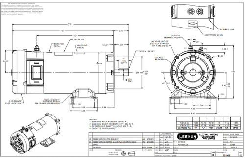109105.00 Leeson |  1.5 hp 1800 RPM 56CZ Frame 48 Volts DC TEFC