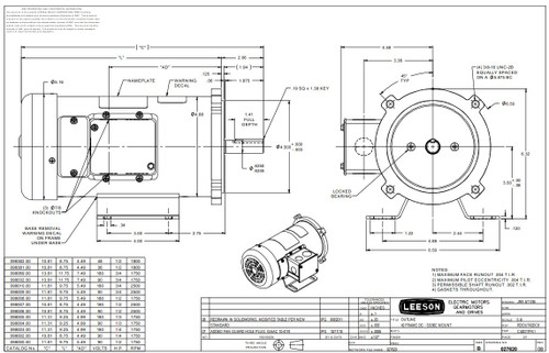 098002.00 Leeson |  1/4 hp 1800 RPM 90 Volts DC 56C Frame TEFC