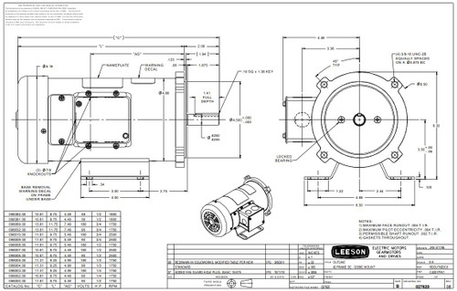 098003.00 Leeson |  1/4 hp 1800 RPM 180 Volts DC 56C Frame TEFC
