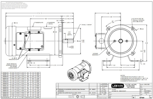 098006.00 Leeson |  1/2 hp 2500 RPM 90 Volts DC 56C Frame TEFC