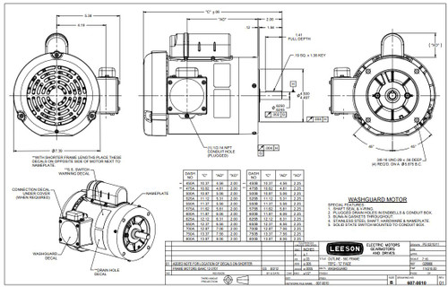 114317.00 Leeson |  1 hp 1800 RPM 56C Frame (no base) C-Face 115/208-230V Wash Down Duty