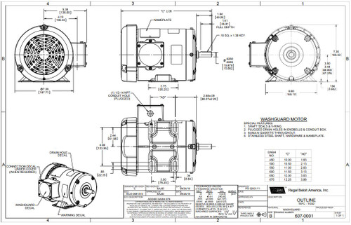 112427.00 Leeson |  1/2 hp 1800 RPM 56 Frame 208-230/460 Volts Wash Down Duty