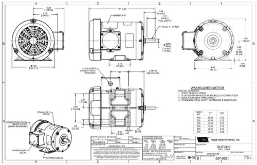 112428.00 Leeson |  3/4 hp 1800 RPM 56 Frame 208-230/460 Volts Wash Down Duty