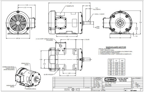 121865.00 Leeson |  1 hp 1800 RPM 143T Frame 230/460V Wash Down Duty