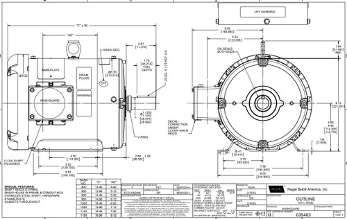 132196.00 Leeson |  3 hp 1800 RPM 182T Frame 230/460V Wash Down Duty
