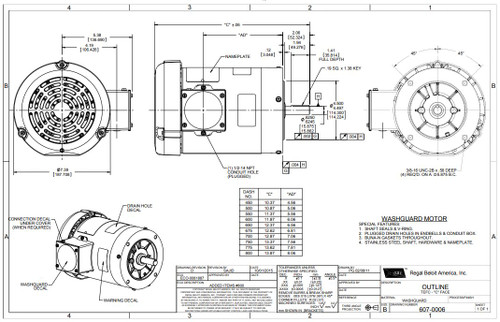 119468.00 Leeson |  1 hp 1800 RPM 56C Frame TEFC (no base) C-Face 208/230-460V Wash Down Duty
