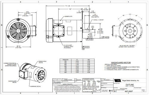 122180.00 Leeson |  1.5 hp 1800 RPM 145TC Frame TEFC (no base) C-Face 208/230-460V Wash Down Duty