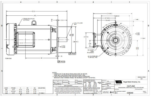 141267.00 Leeson |  7.5 hp 3600 RPM 213TC Frame TEFC (no base) C-Face 230/460V Wash Down Duty