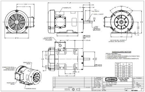 119482.00 Leeson |  2 hp 3600 RPM 56HC Frame TEFC 208-230/460V Wash Down Duty