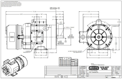 111950.00 Leeson |  1/2 hp 1725 RPM 56C Frame TEFC C-Face (Rigid Base) Brake Motor 115/208-230V