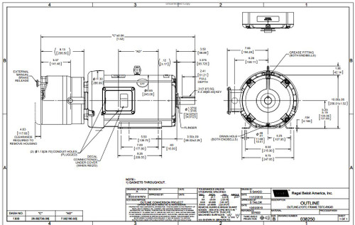 140636.00 Leeson |  10 hp 1800 RPM 215T Frame TEFC (Rigid Base) Brake Motor 230/460V