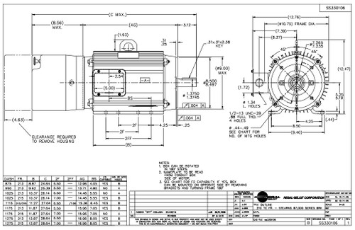 C408 Marathon 10 hp 1800 RPM 215TC Frame TENV C-Face (Rigid Base) Brake Motor 230/460V Marathon Motor