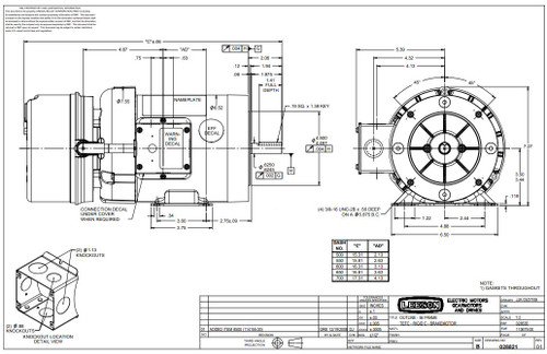 114152.00 Leeson |  1/2 hp 1200 RPM 56C Frame TEFC C-Face (Rigid Base) Brake Motor 208-230/460V