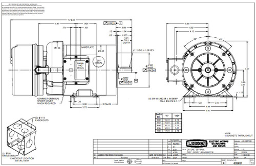 114155.00 Leeson |  3/4 hp 1725 RPM 56C Frame TEFC C-Face (Rigid Base) Brake Motor 208-230/460V