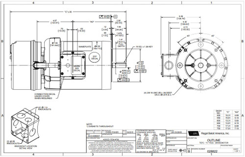 114160.00 Leeson |  3/4 hp 1800 RPM 56C Frame TEFC C-Face (No Base) Brake Motor 208-230/460V