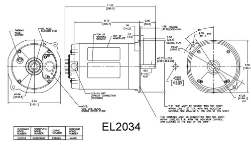 Century EL2034 Direct Replacement Oil Burner Motor 1/3 hp 1725 RPM 48N Frame