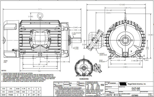MU063A Marathon 10 hp 3600 RPM 215T 230/460V TEFC Explosion Proof Marathon Electric Motor