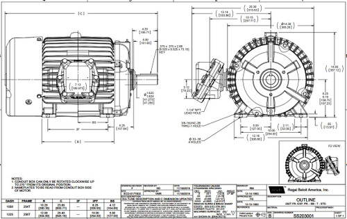 E503A Marathon 15 hp 1800 RPM 254T 230/460V TEFC Explosion Proof Marathon Electric Motor