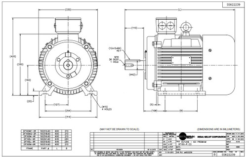 R333B Marathon 15 hp 11 kw 3600 RPM 160M Frame 230/460V Marathon Electric Metric Motor